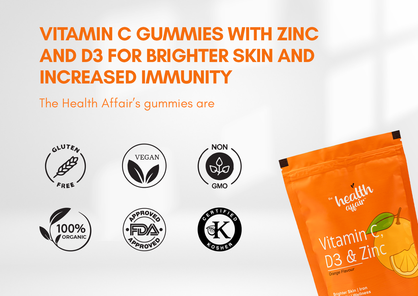 Vitamin C , D3 and Zinc Gummies -Orange