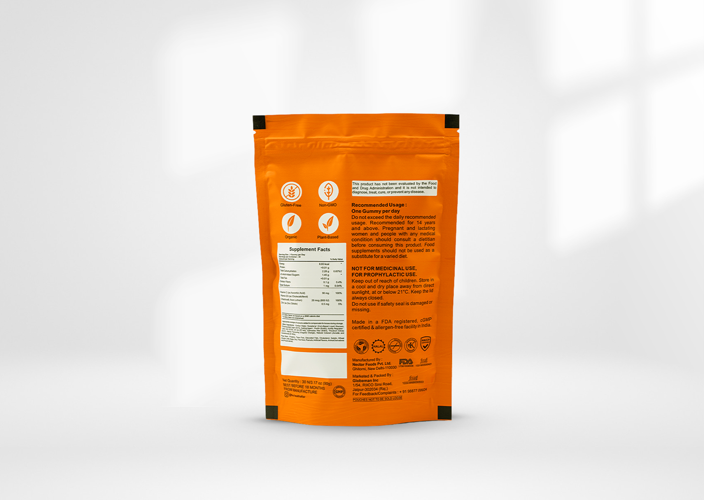 Vitamin C , D3 and Zinc Gummies -Orange