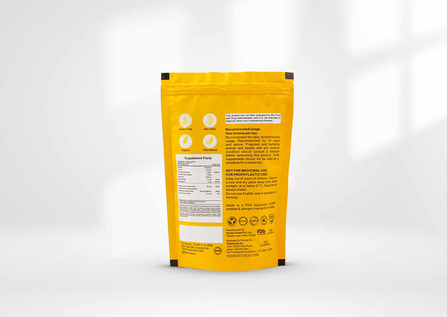 Vitamin C , D3 and Zinc Gummies -Lemon